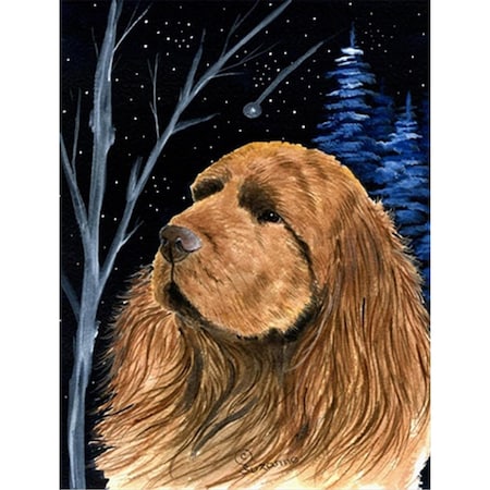 Carolines Treasures Starry Night Sussex Spaniel Canvas Flag - House Size- 28 x 40 in. SS8391CHF